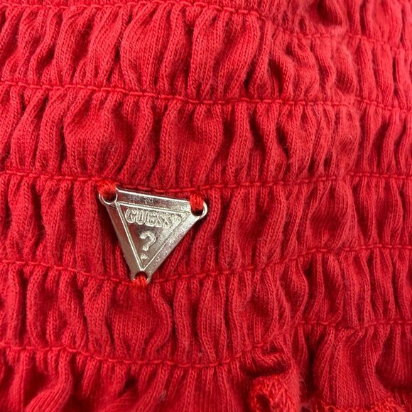 GUESS Red Smocked Tube Crop Top Size XL - Picture 3 of 9